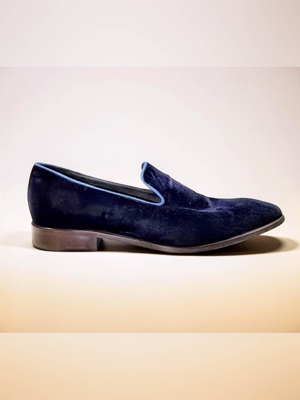 Saks Fifth Avenue Velvet Loafers Made in Italy Navy Blue Size 10M Luxury Slip-On - Picture 12 of 16